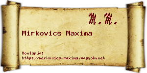 Mirkovics Maxima névjegykártya